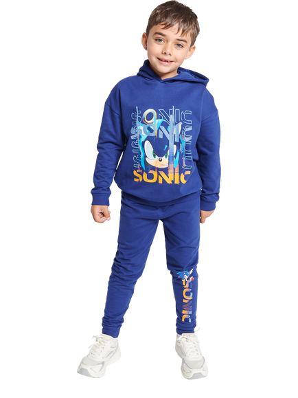 Brand Threads Kids' Cotton Blend Sonic The Hedgehog Jogger Set, Blue/Multi, Blue/Multi