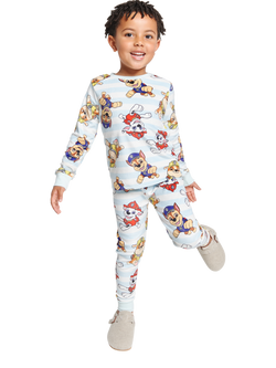 Brand Threads Kids' Cotton Paw Patrol Divine Fleece Pyjama Set, Blue/Multi, Blue/Multi