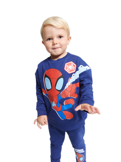 Brand Threads Kids' Cotton Blend Spiderman Jogger Daywear Set, Blue/Multi, Blue/Multi