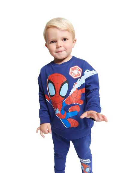 Brand Threads Kids' Cotton Blend Spiderman Jogger Daywear Set, Blue/Multi, Blue/Multi