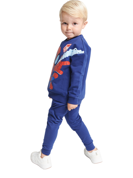 Brand Threads Kids' Cotton Blend Spiderman Jogger Daywear Set, Blue/Multi - view 2, Blue/Multi