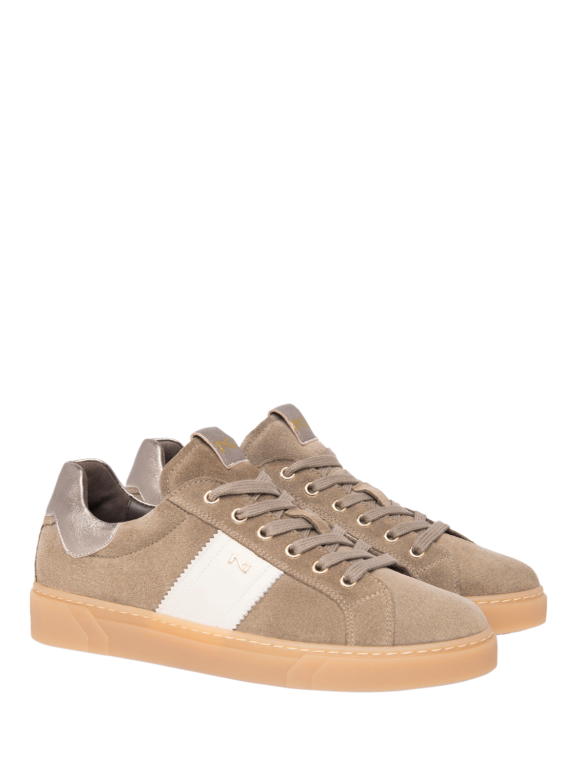 Product image 2 of 5, which shows NeroGiardini Malaga Suede Cupsole Trainers, Green Khaki, 4