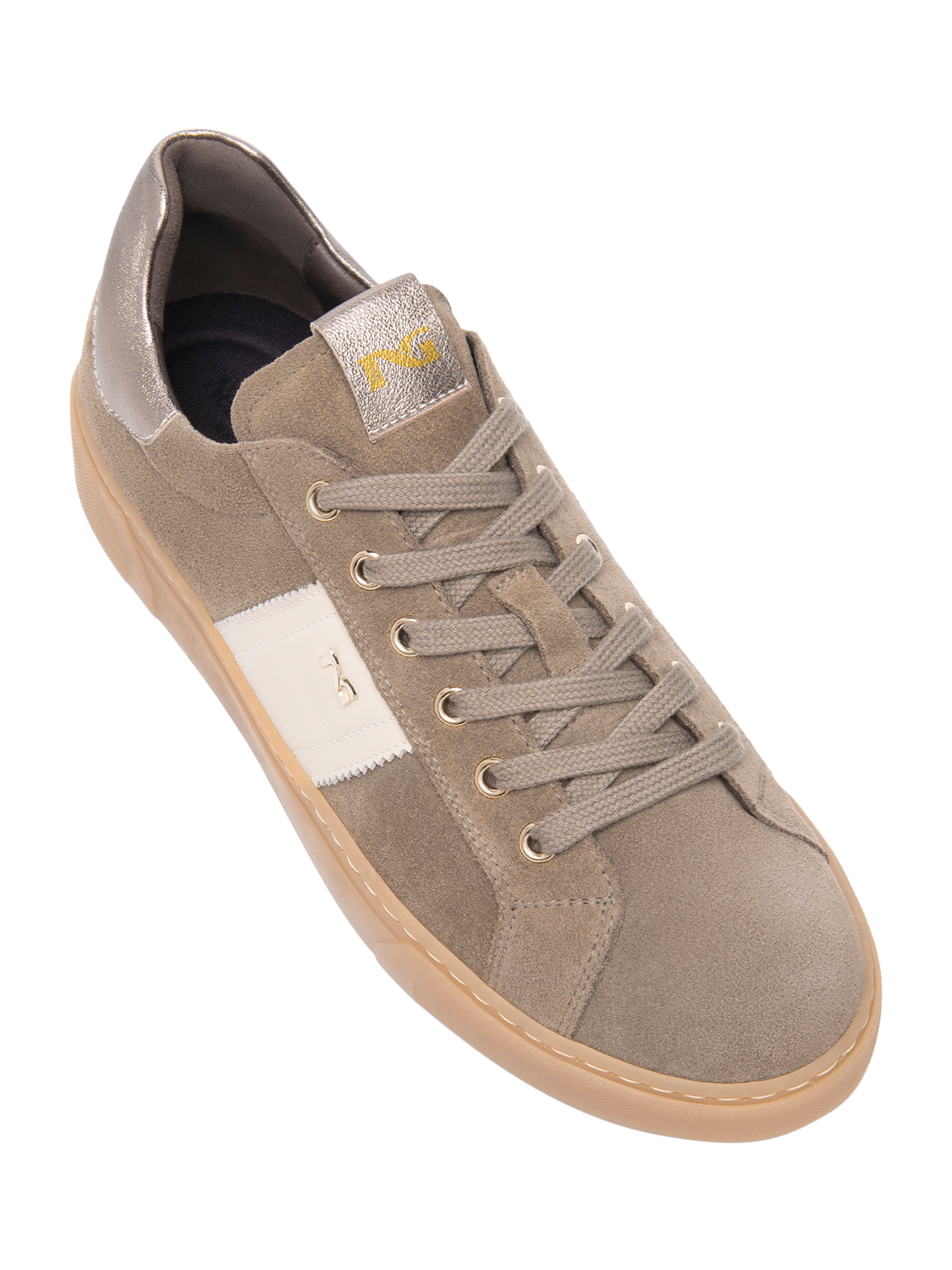 Product image 4 of 5, which shows NeroGiardini Malaga Suede Cupsole Trainers, Green Khaki, 4