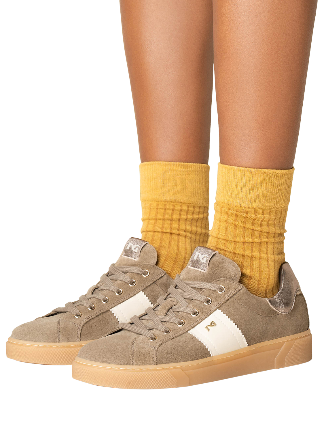 Product image 5 of 5, which shows NeroGiardini Malaga Suede Cupsole Trainers, Green Khaki, 4