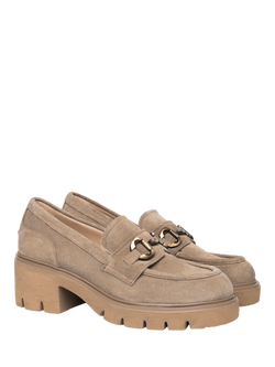 NeroGiardini Ugento Suede Chunky Loafers, Beige - view 2, Beige