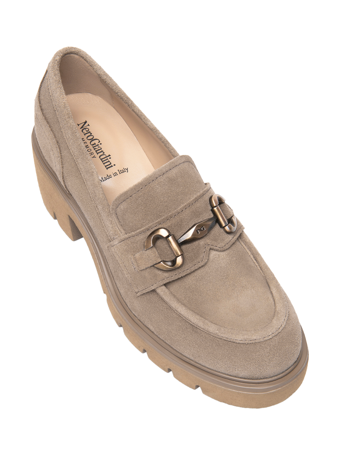 Product image 4 of 5, which shows NeroGiardini Ugento Suede Chunky Loafers, Beige, 3