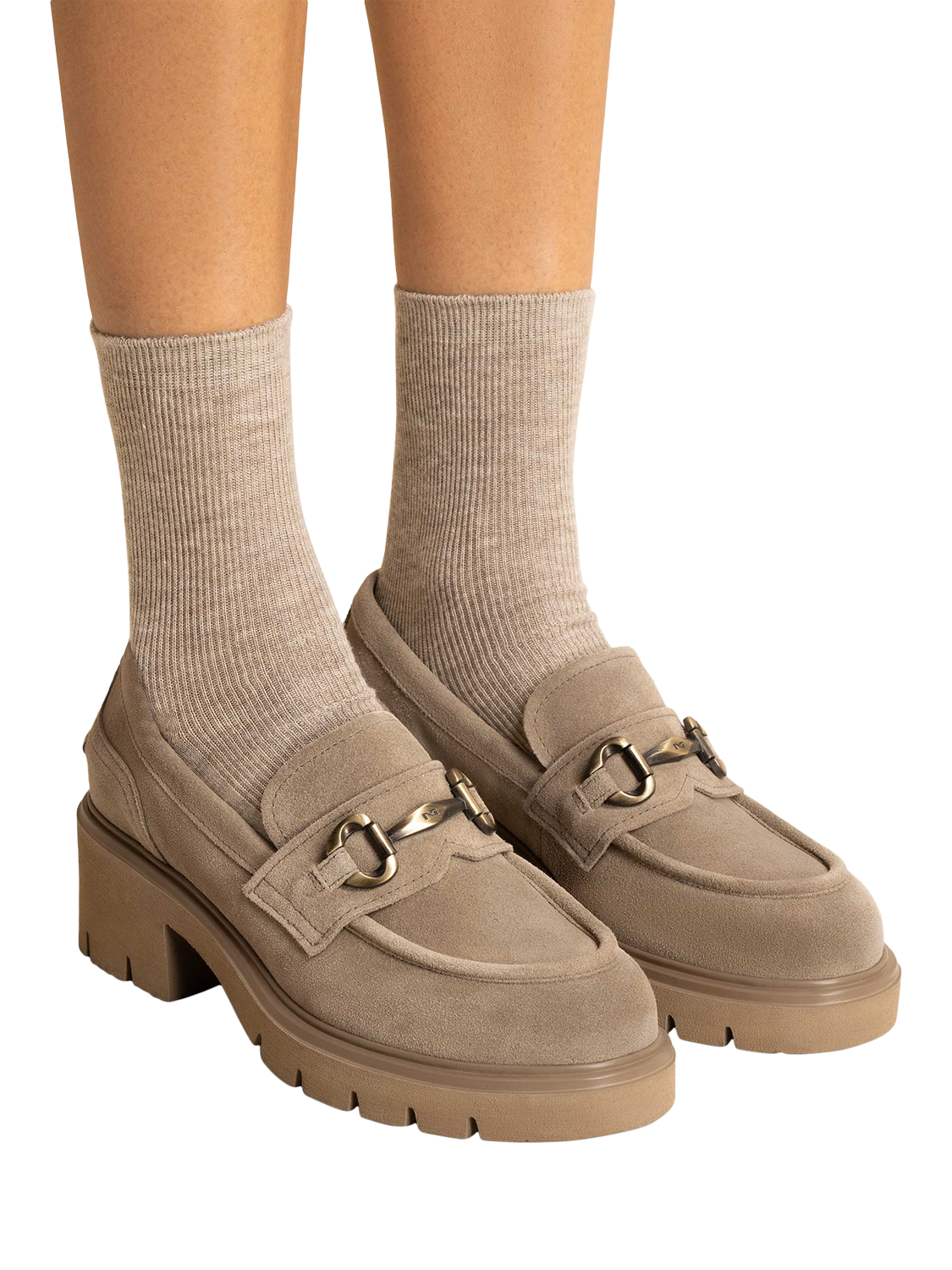 Product image 5 of 5, which shows NeroGiardini Ugento Suede Chunky Loafers, Beige, 3