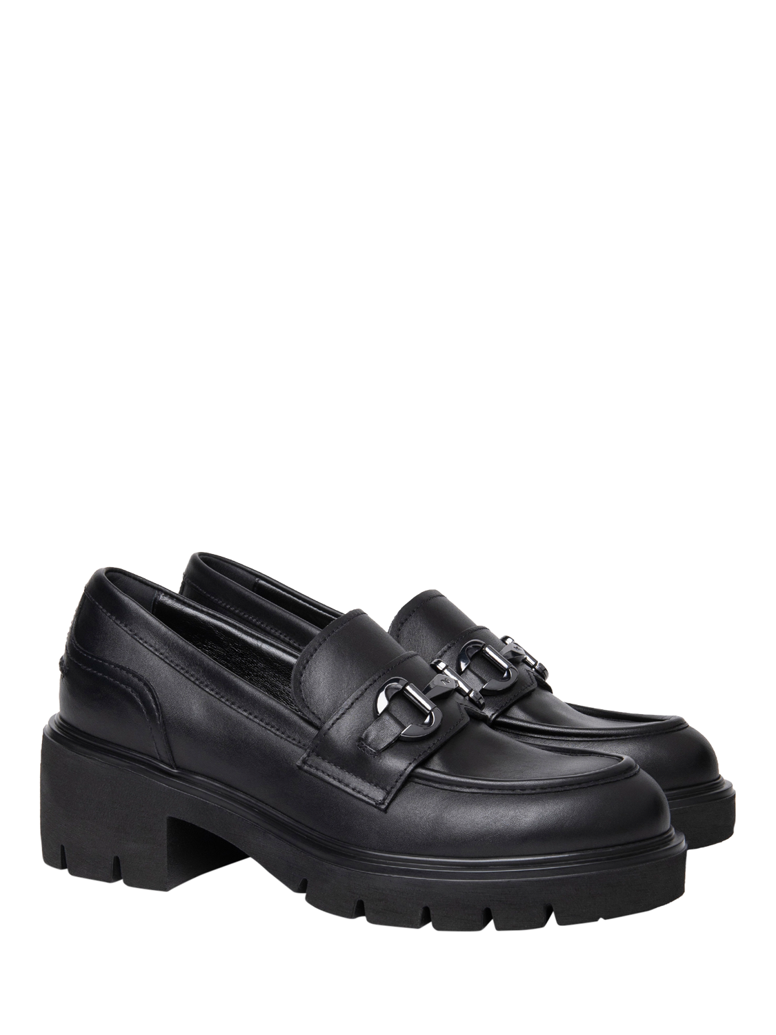 Product image 2 of 5, which shows NeroGiardini Urbana Leather Chunky Loafers, Black, 6