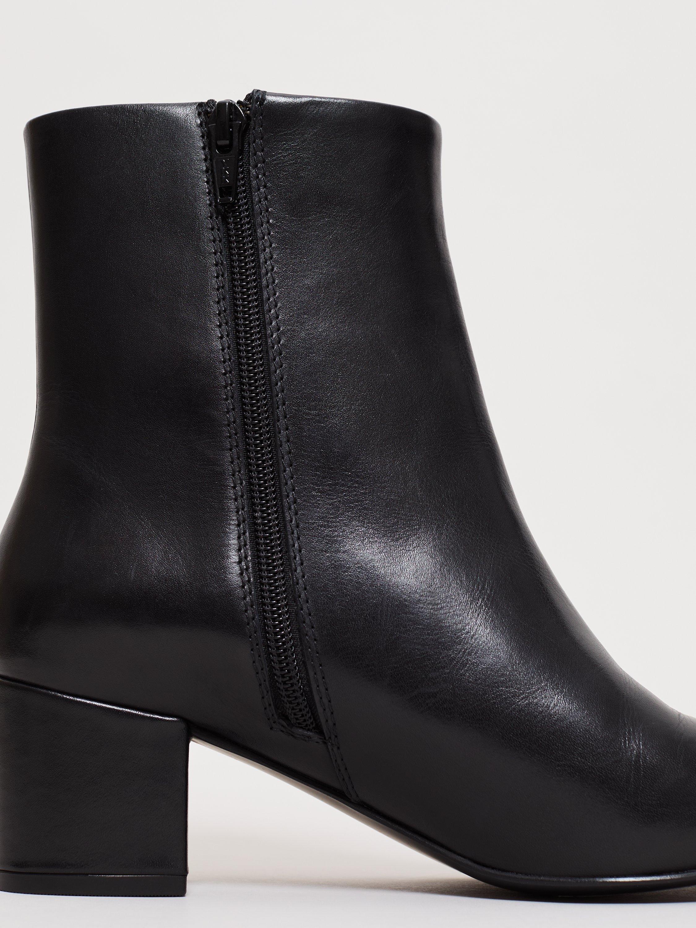 Product image 3 of 8, which shows Phase Eight Block Heel Leather Ankle Boots, Black, 3