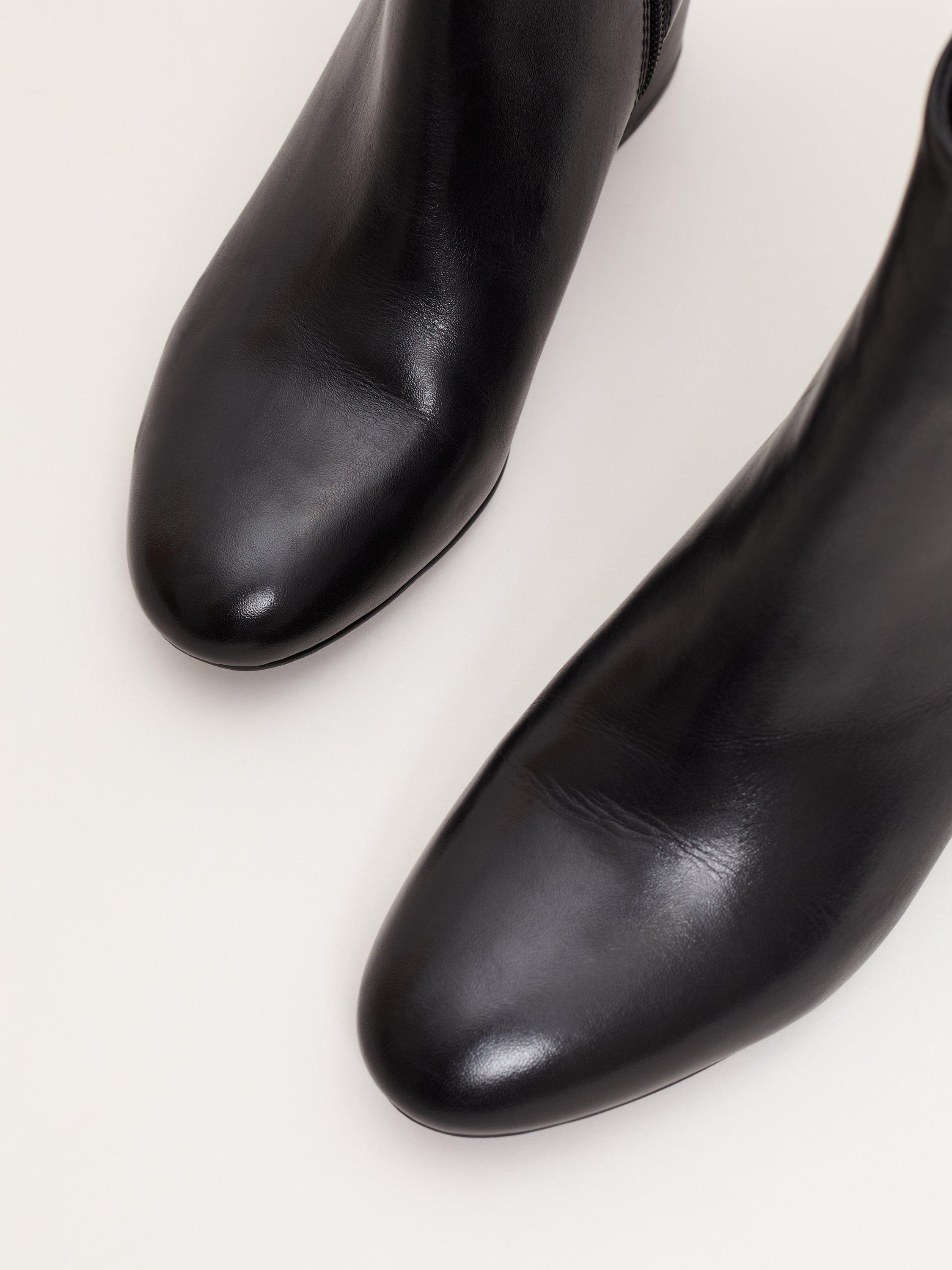 Product image 4 of 8, which shows Phase Eight Block Heel Leather Ankle Boots, Black, 3