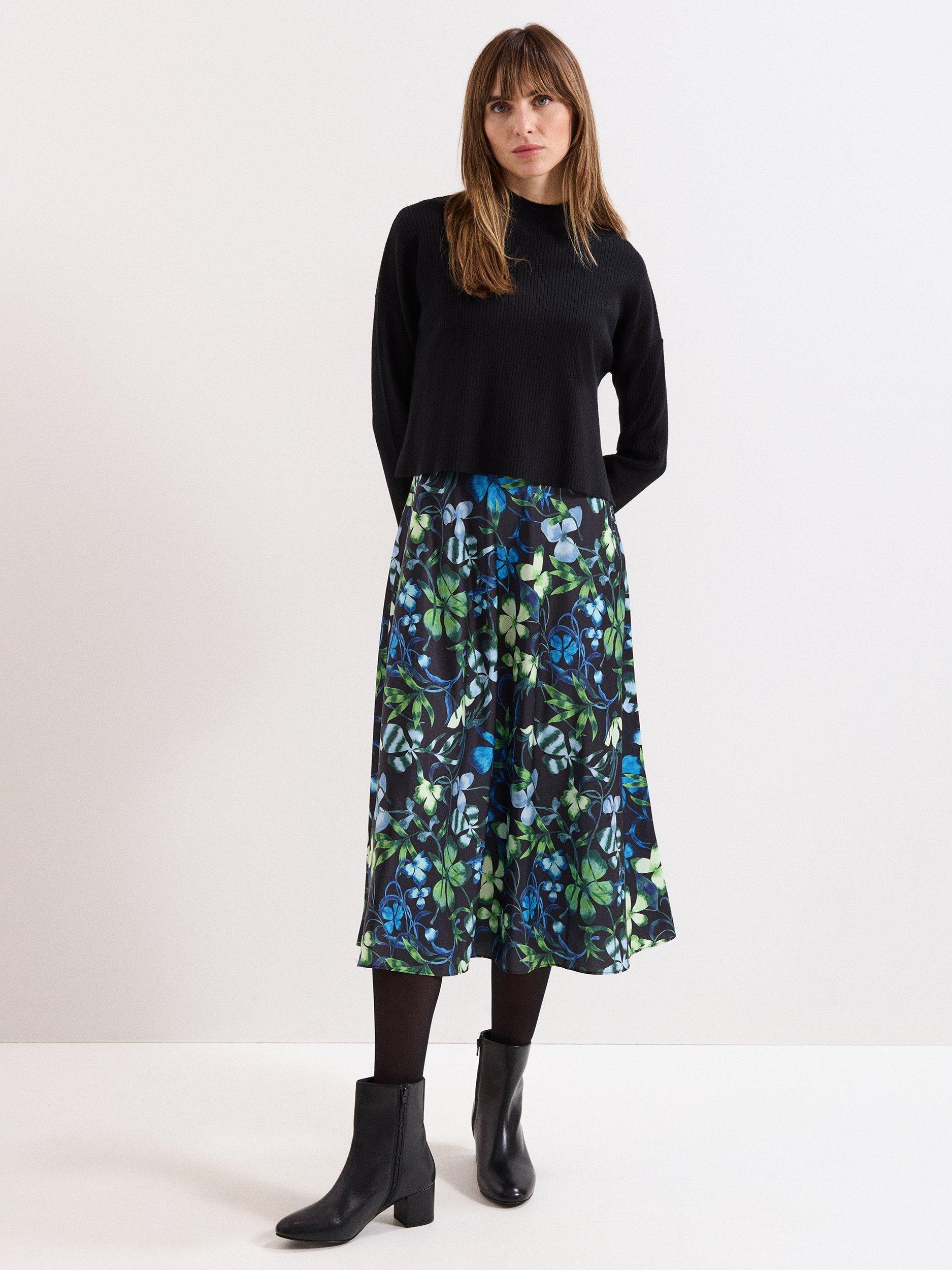 Product image 5 of 8, which shows Phase Eight Block Heel Leather Ankle Boots, Black, 3