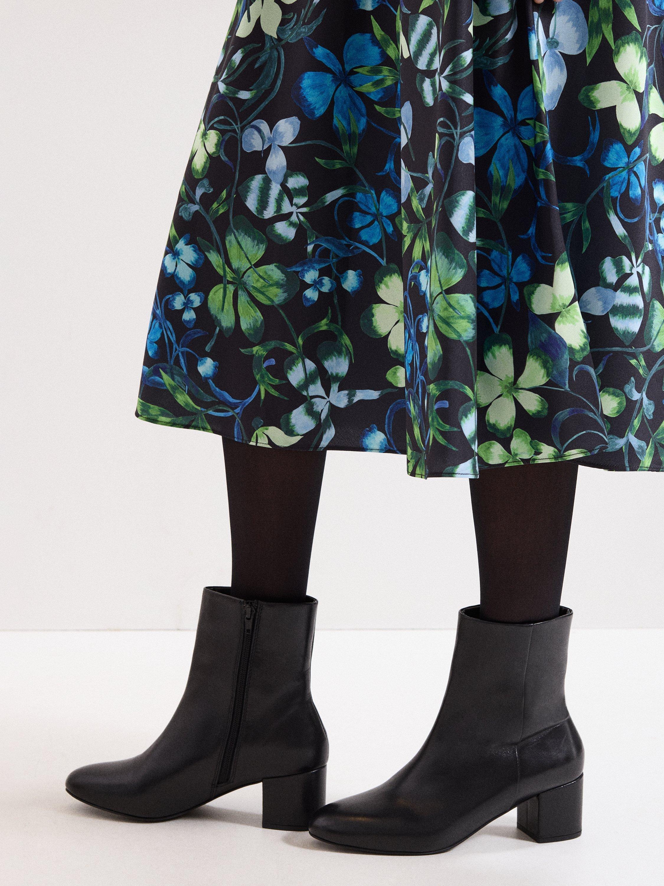 Product image 7 of 8, which shows Phase Eight Block Heel Leather Ankle Boots, Black, 3