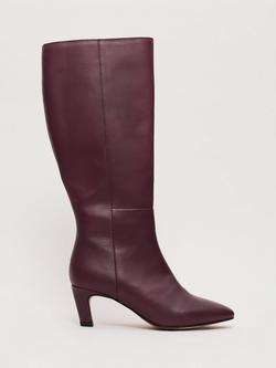 Phase Eight Leather Knee Boots, Burgundy