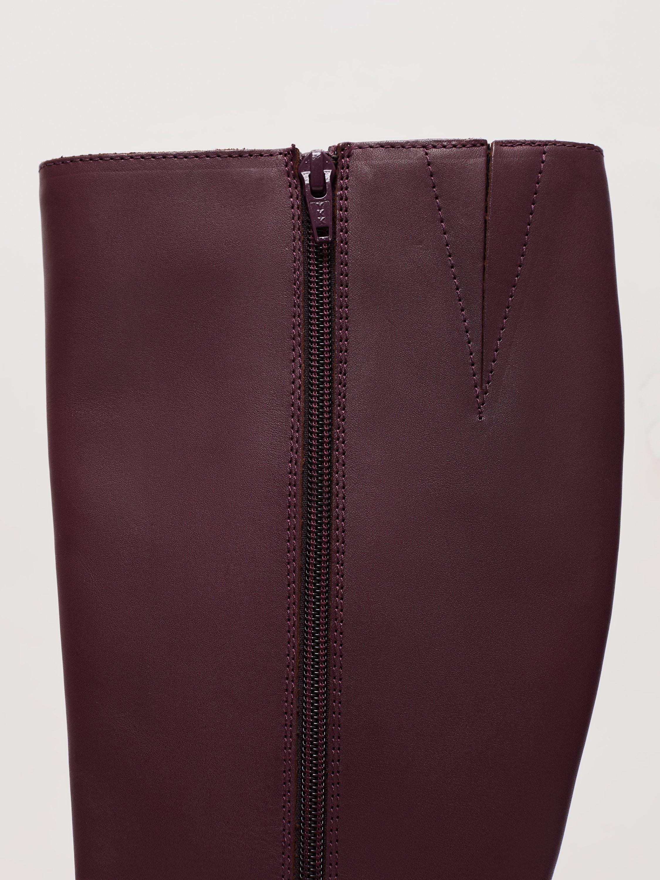 Product image 4 of 8, which shows Phase Eight Leather Knee Boots, Burgundy, 3