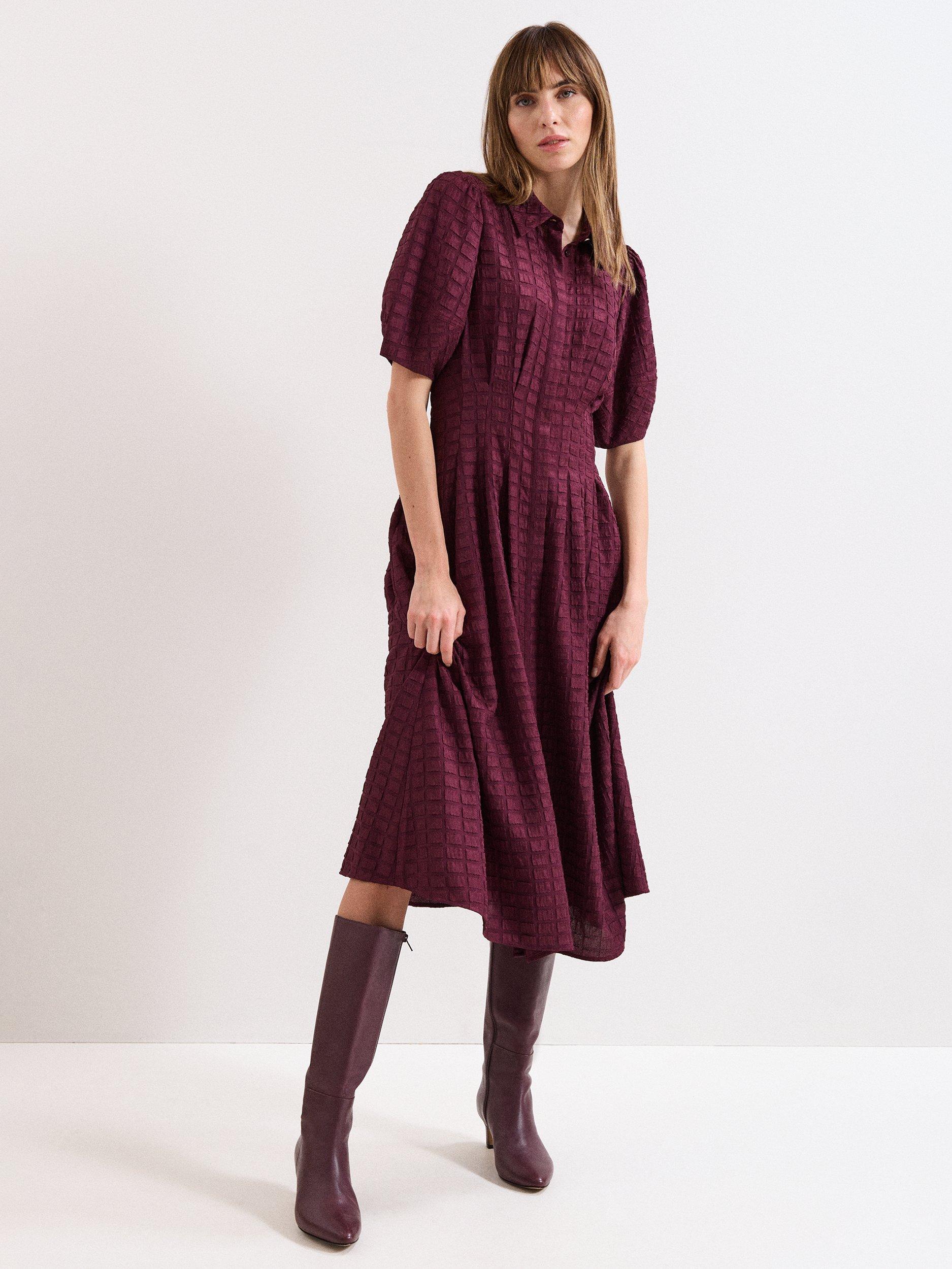 Product image 6 of 8, which shows Phase Eight Leather Knee Boots, Burgundy, 3