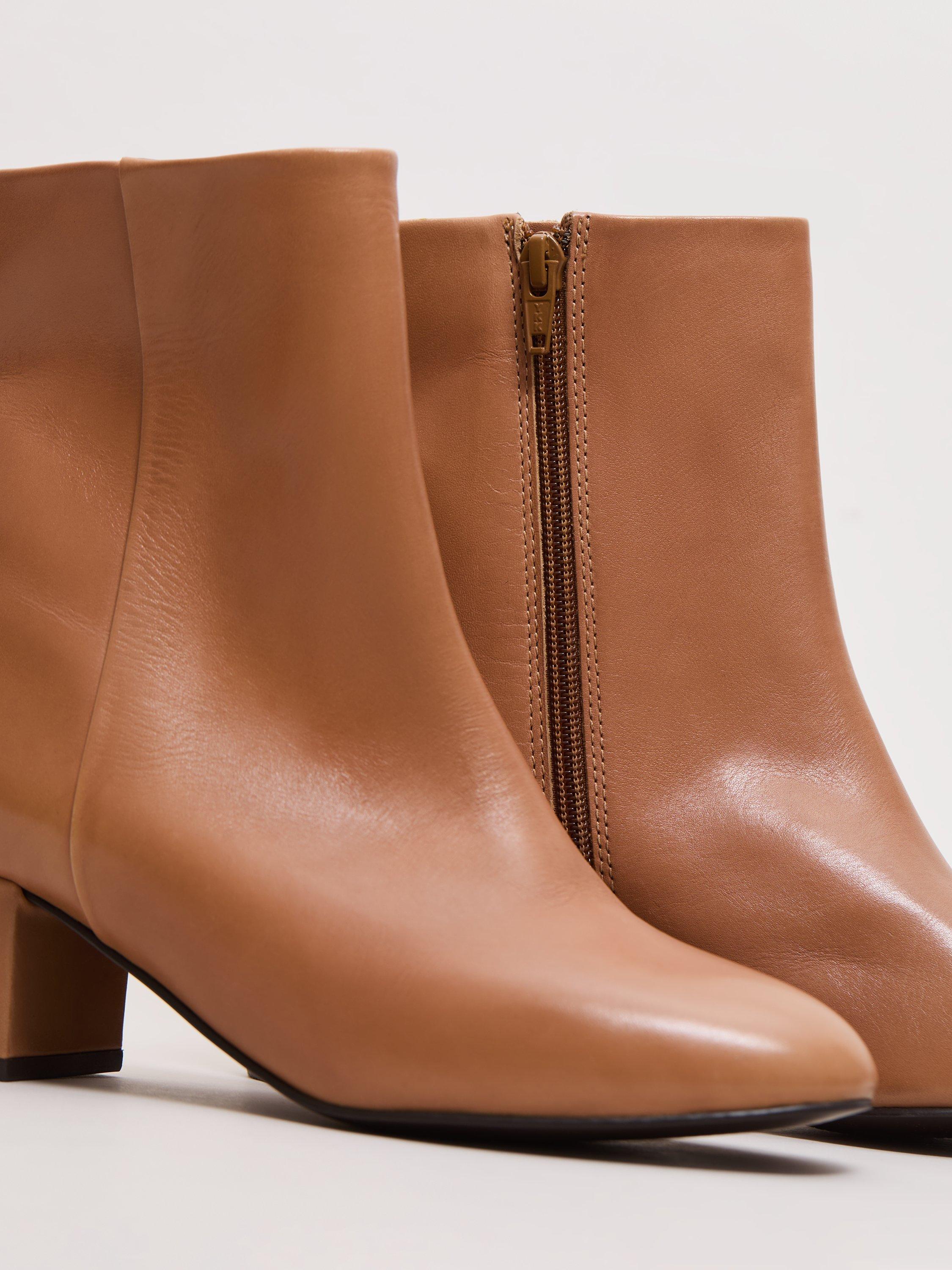 Product image 3 of 5, which shows Phase Eight Block Heel Leather Ankle Boots, Tan, 3