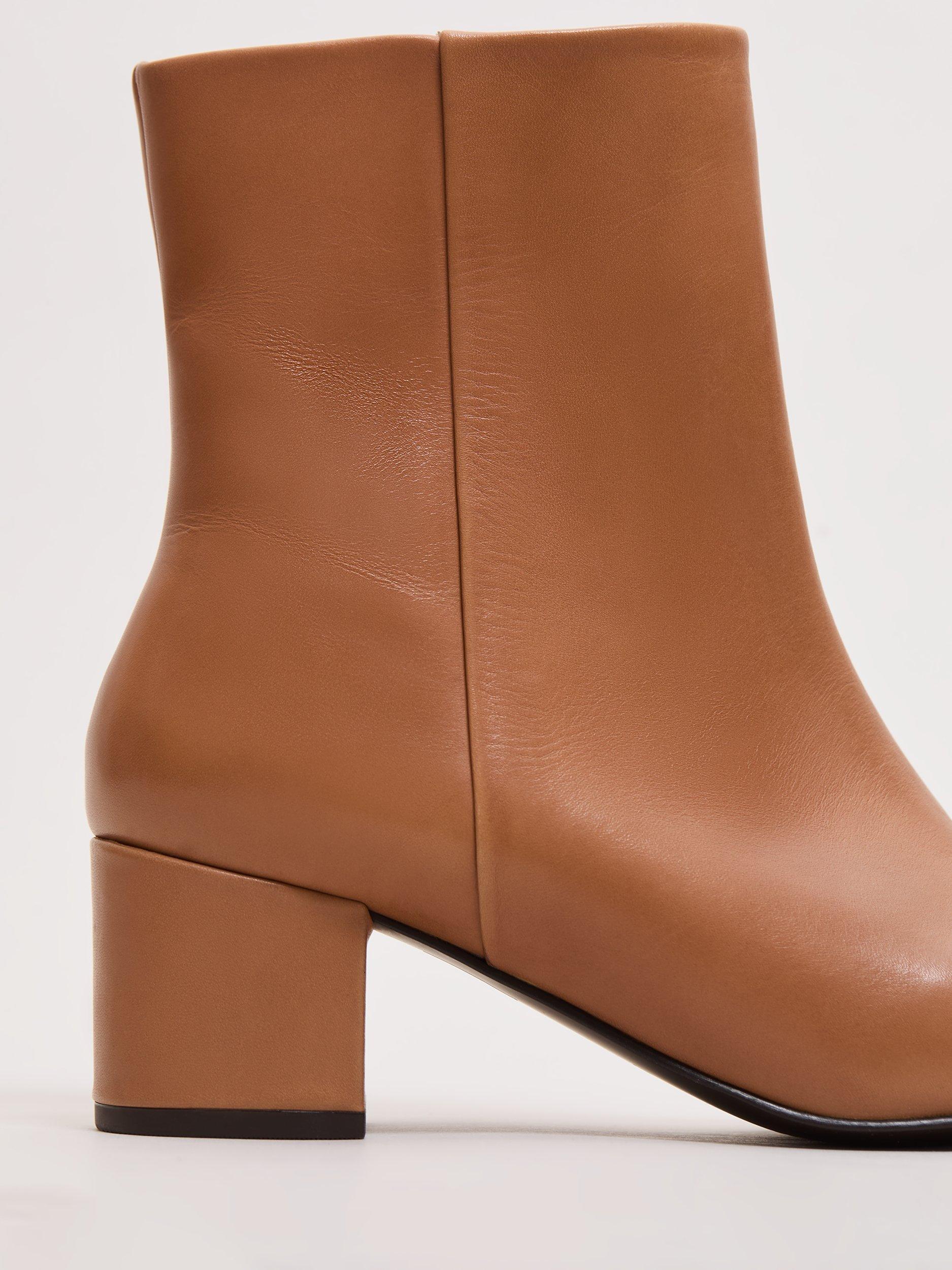 Product image 4 of 5, which shows Phase Eight Block Heel Leather Ankle Boots, Tan, 3