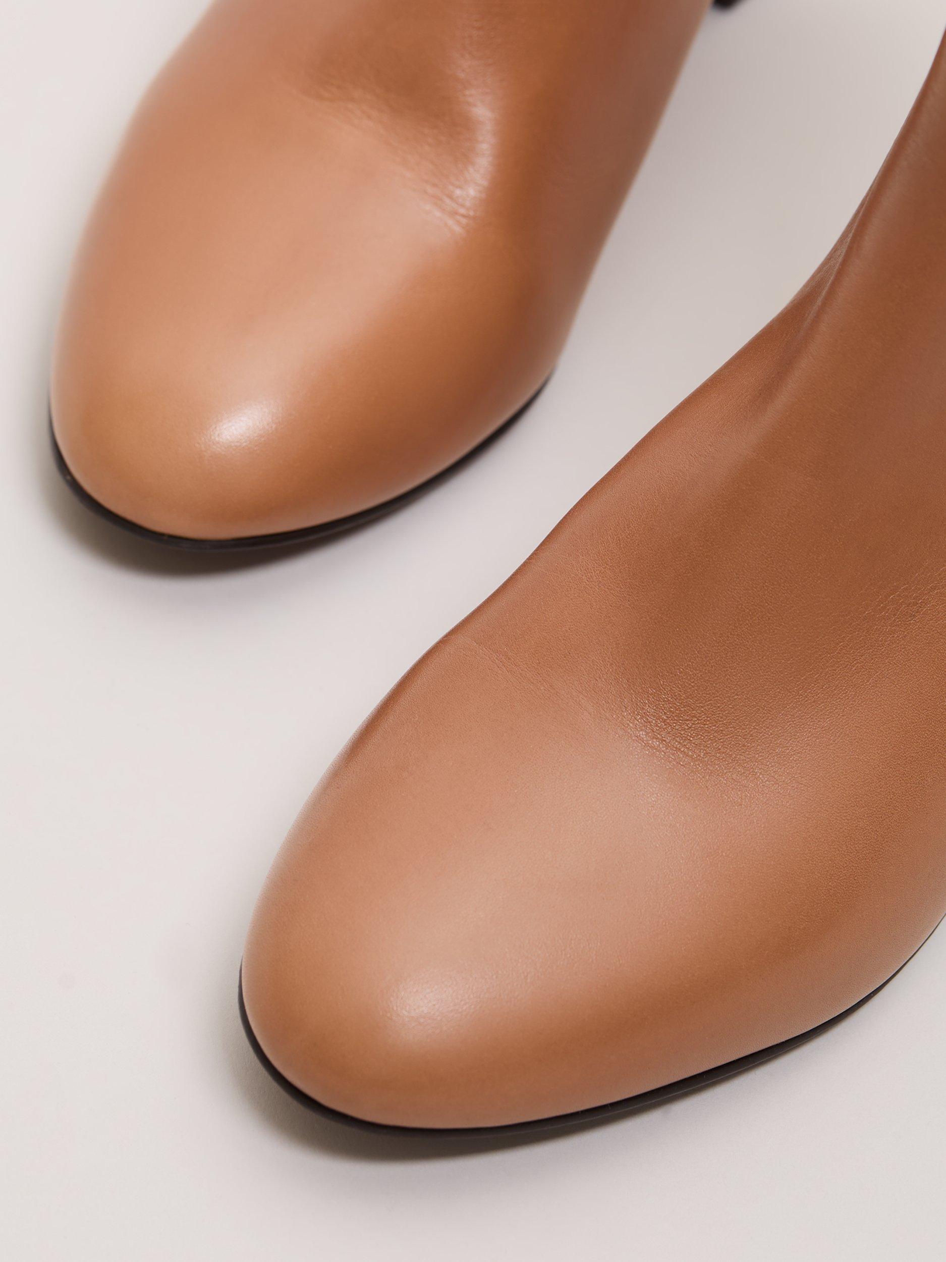 Product image 5 of 5, which shows Phase Eight Block Heel Leather Ankle Boots, Tan, 3
