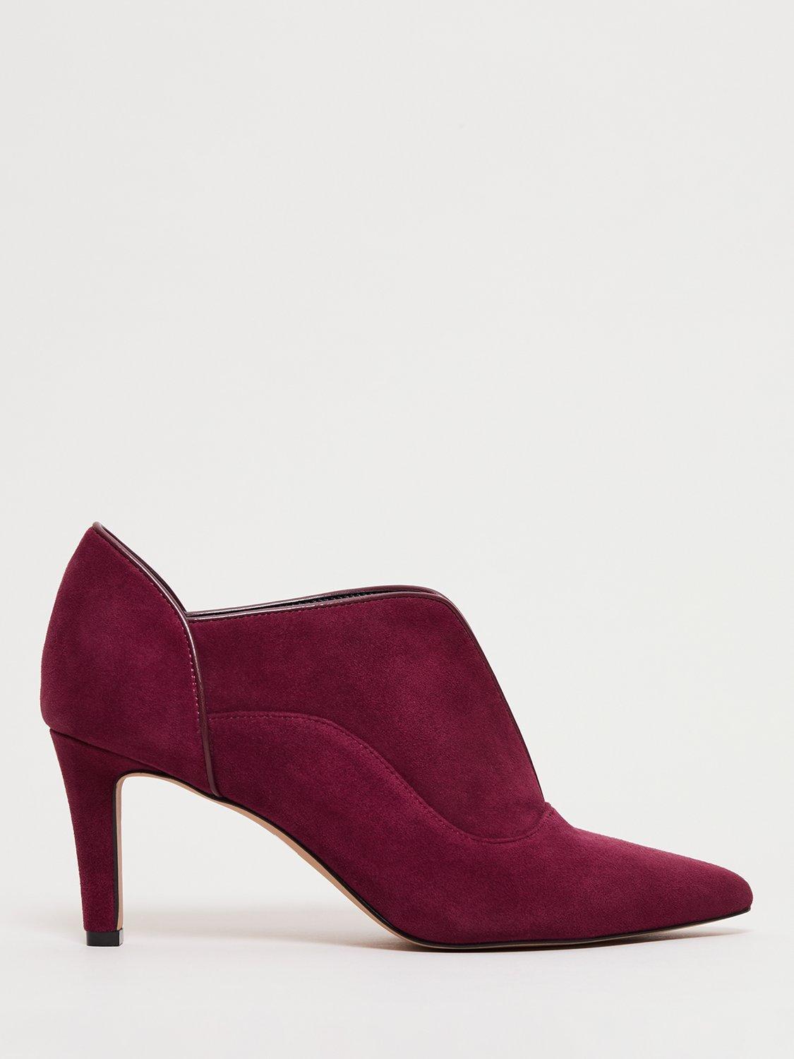 Product image 1 of 8, which shows Phase Eight Suede Stiletto Boots, Dark Red, 3