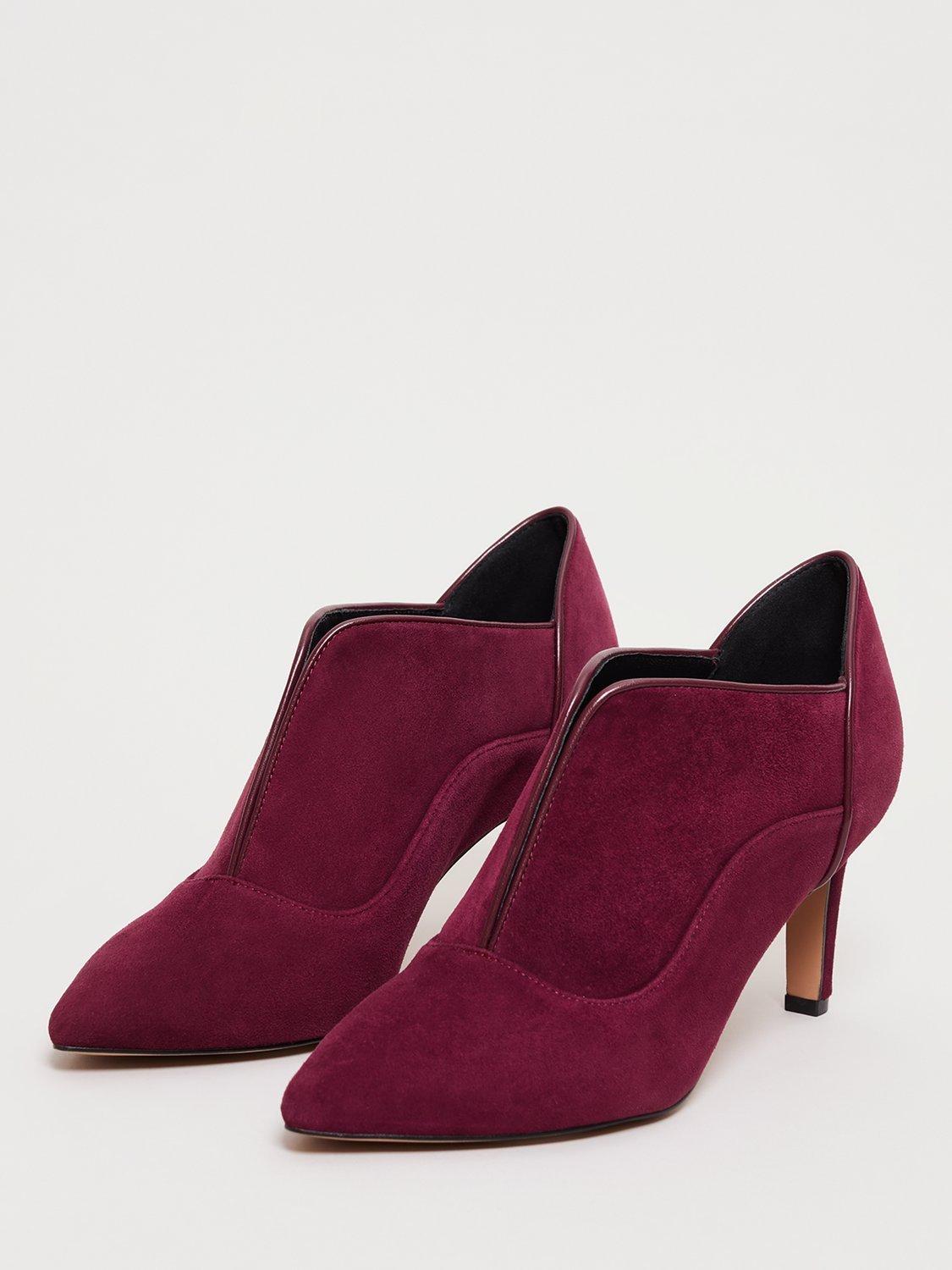 Product image 2 of 8, which shows Phase Eight Suede Stiletto Boots, Dark Red, 3