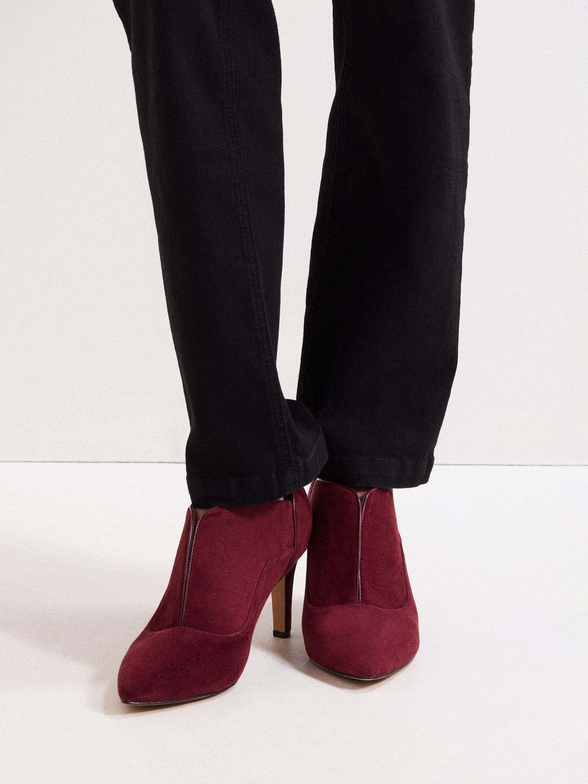 Product image 6 of 8, which shows Phase Eight Suede Stiletto Boots, Dark Red, 3