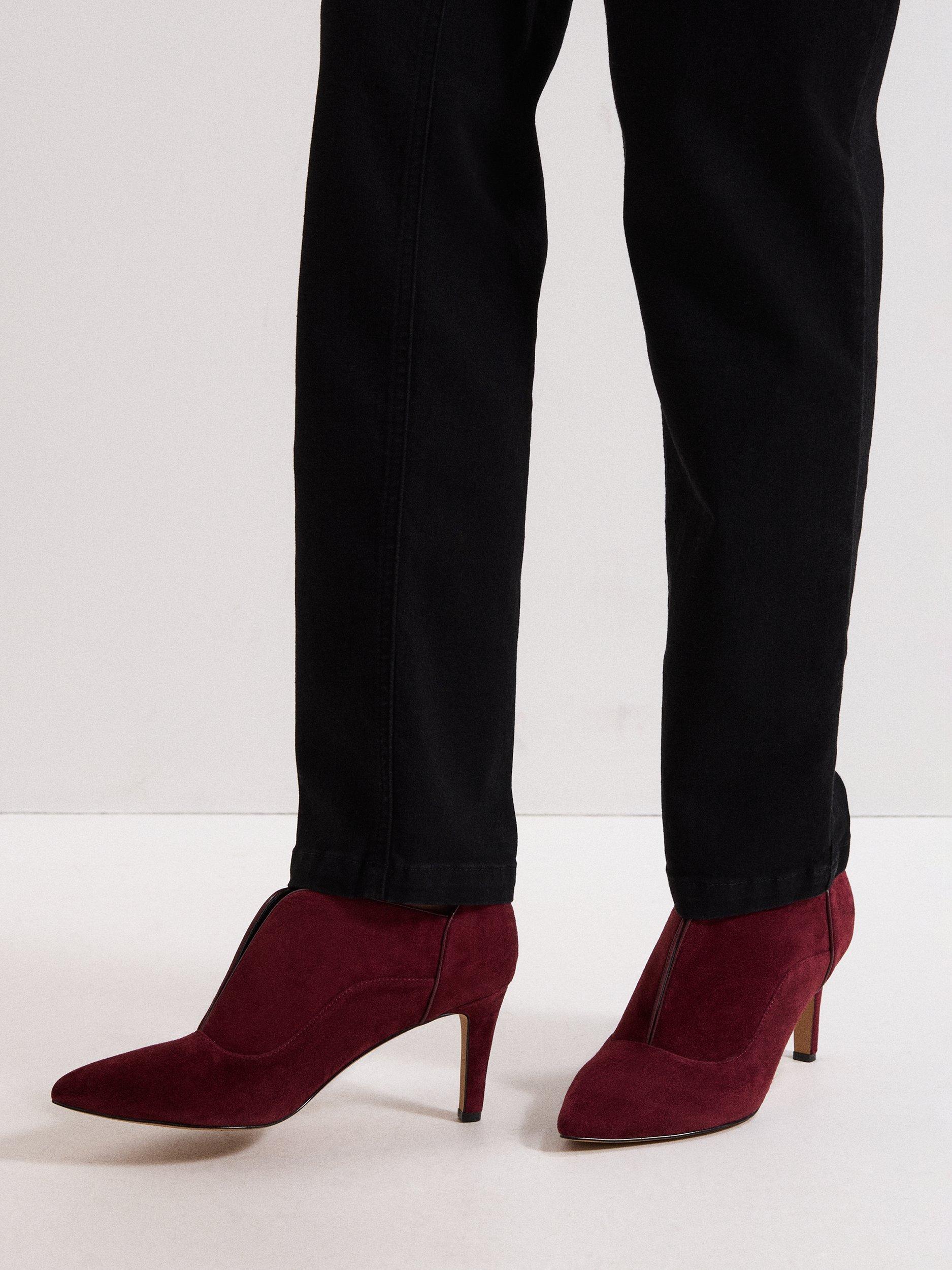 Product image 7 of 8, which shows Phase Eight Suede Stiletto Boots, Dark Red, 3