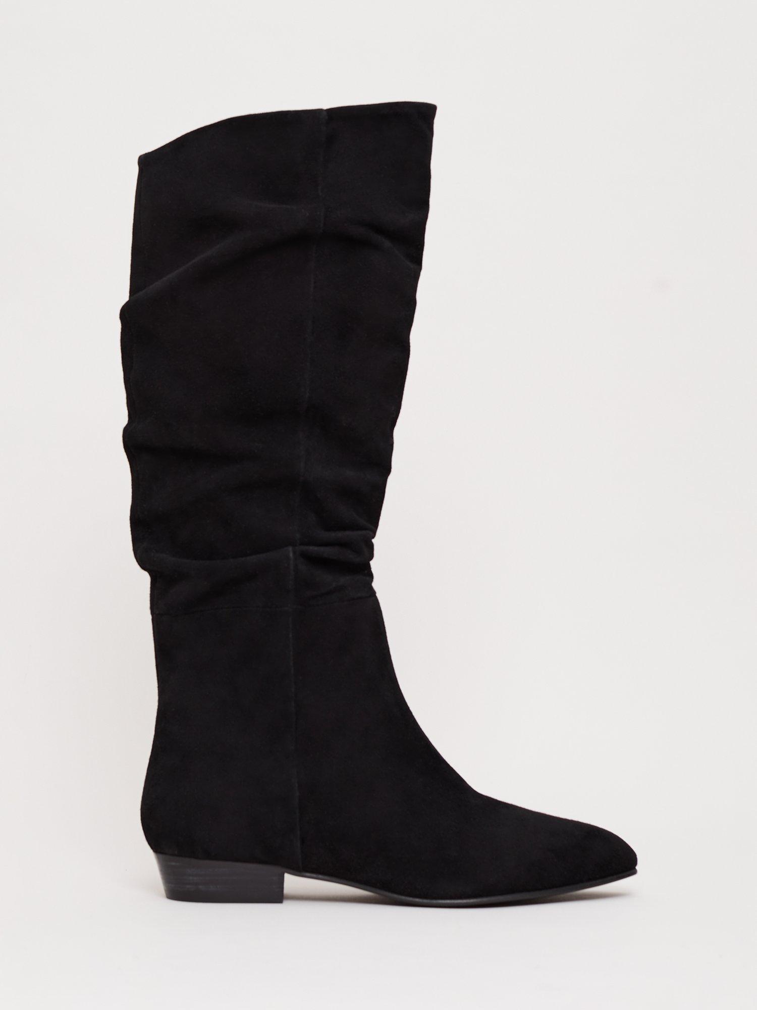 Product image 1 of 8, which shows Phase Eight Flat Knee High Suede Boots, Black, 3
