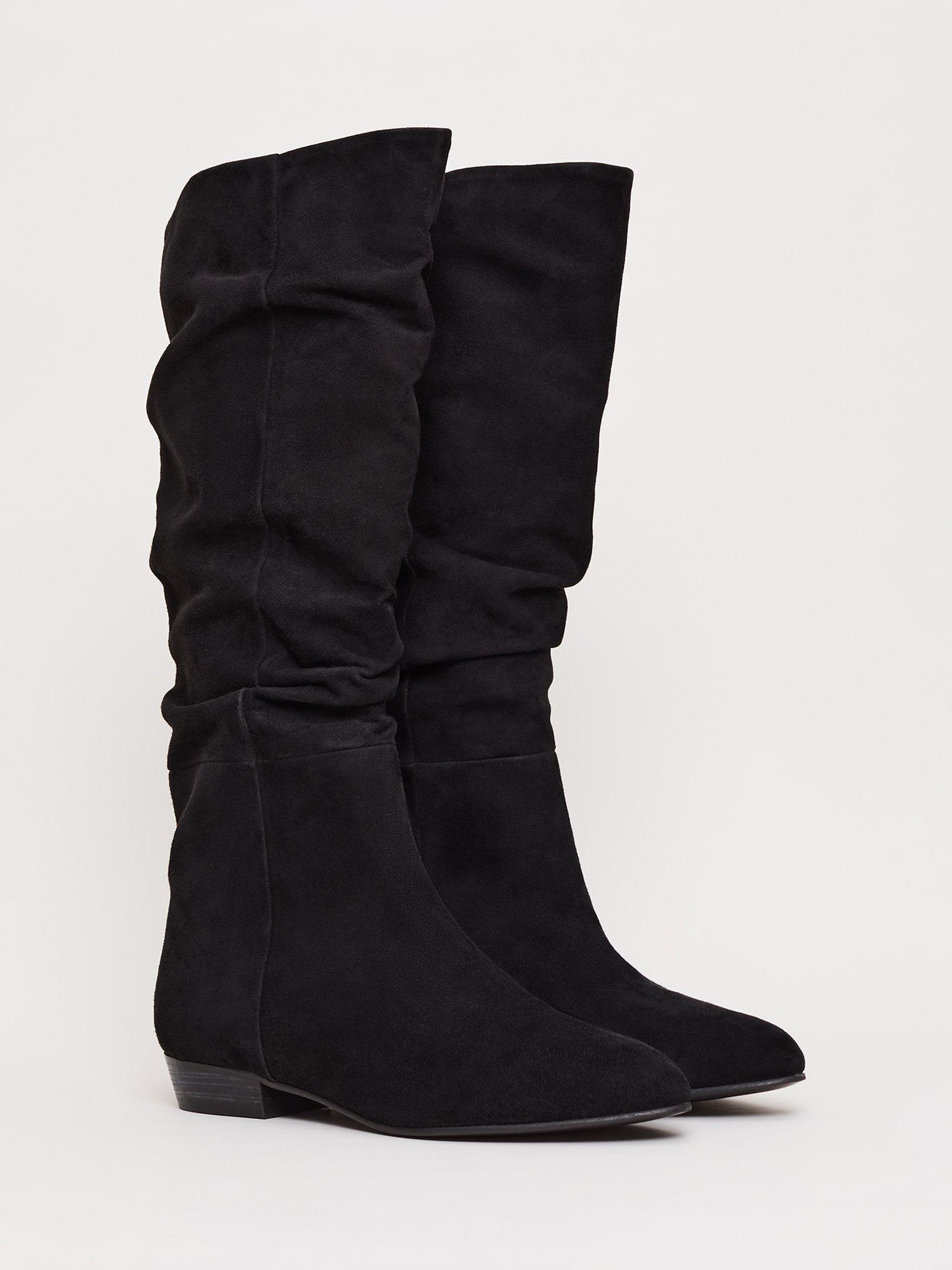 Product image 2 of 8, which shows Phase Eight Flat Knee High Suede Boots, Black, 3