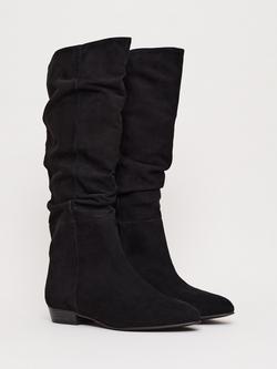 Phase Eight Flat Knee High Suede Boots - view 2, Black