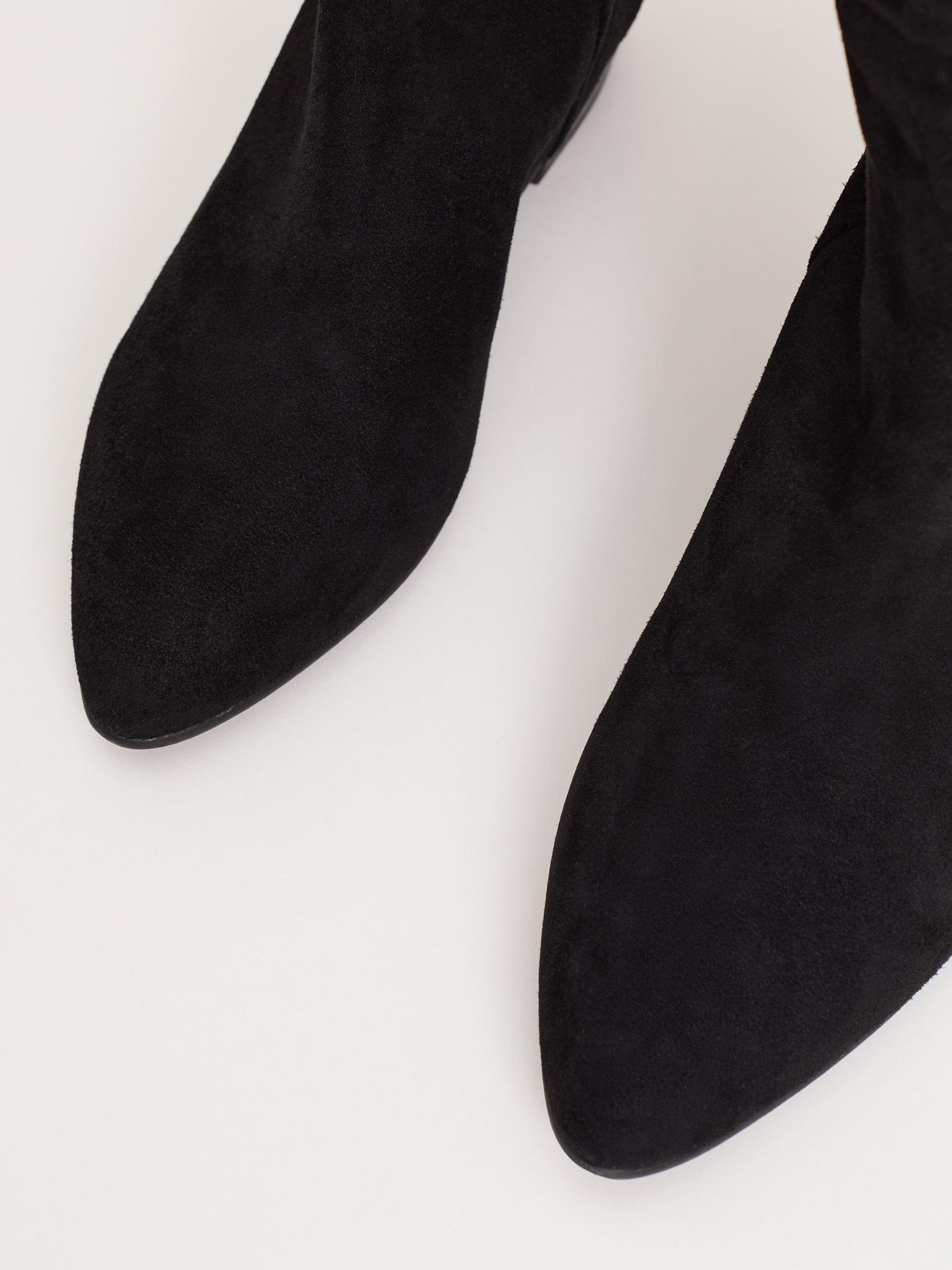 Product image 5 of 8, which shows Phase Eight Flat Knee High Suede Boots, Black, 3