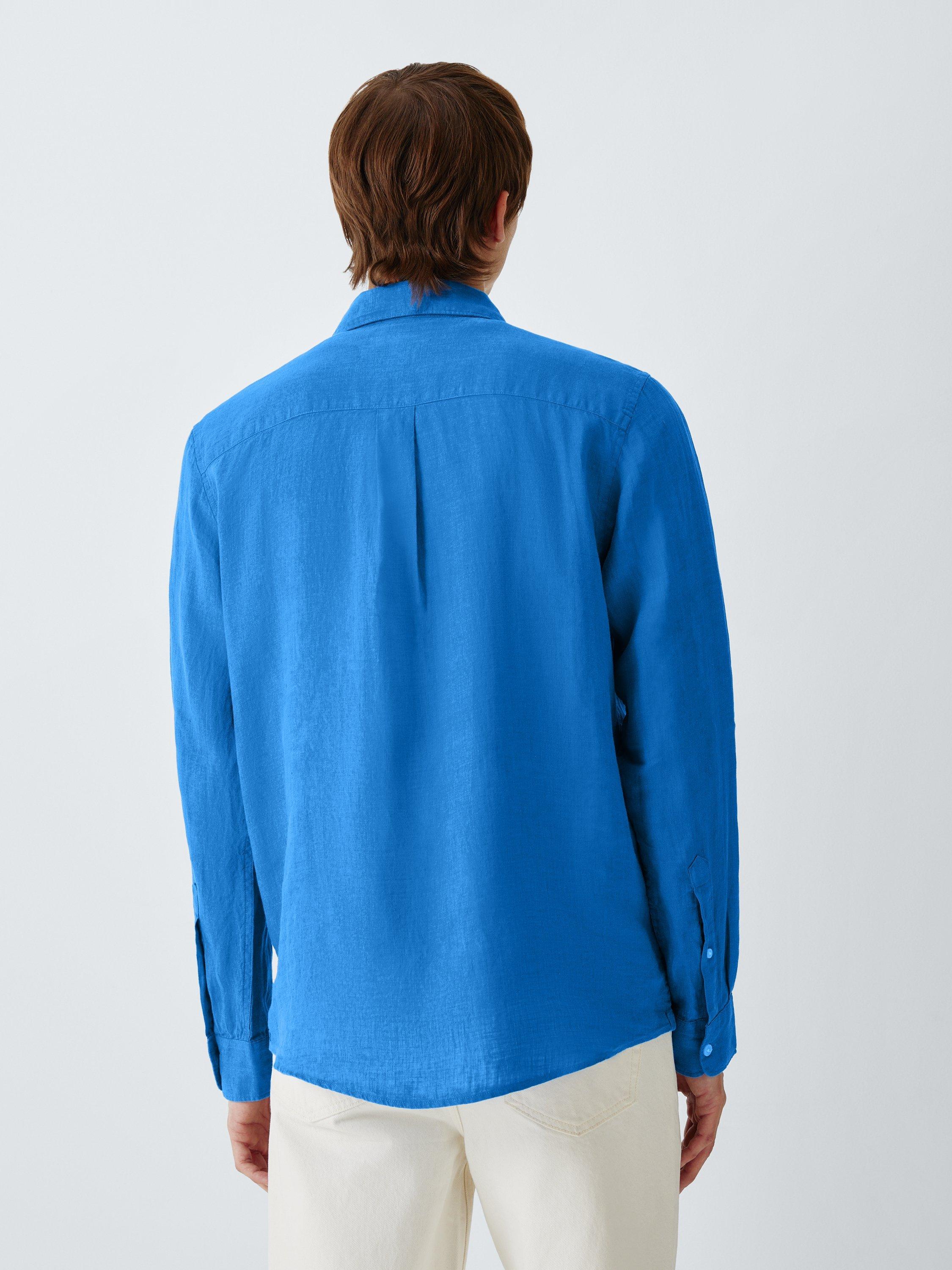 Product image 2 of 6, which shows John Lewis Regular Fit Linen Shirt, Strong Blue, S