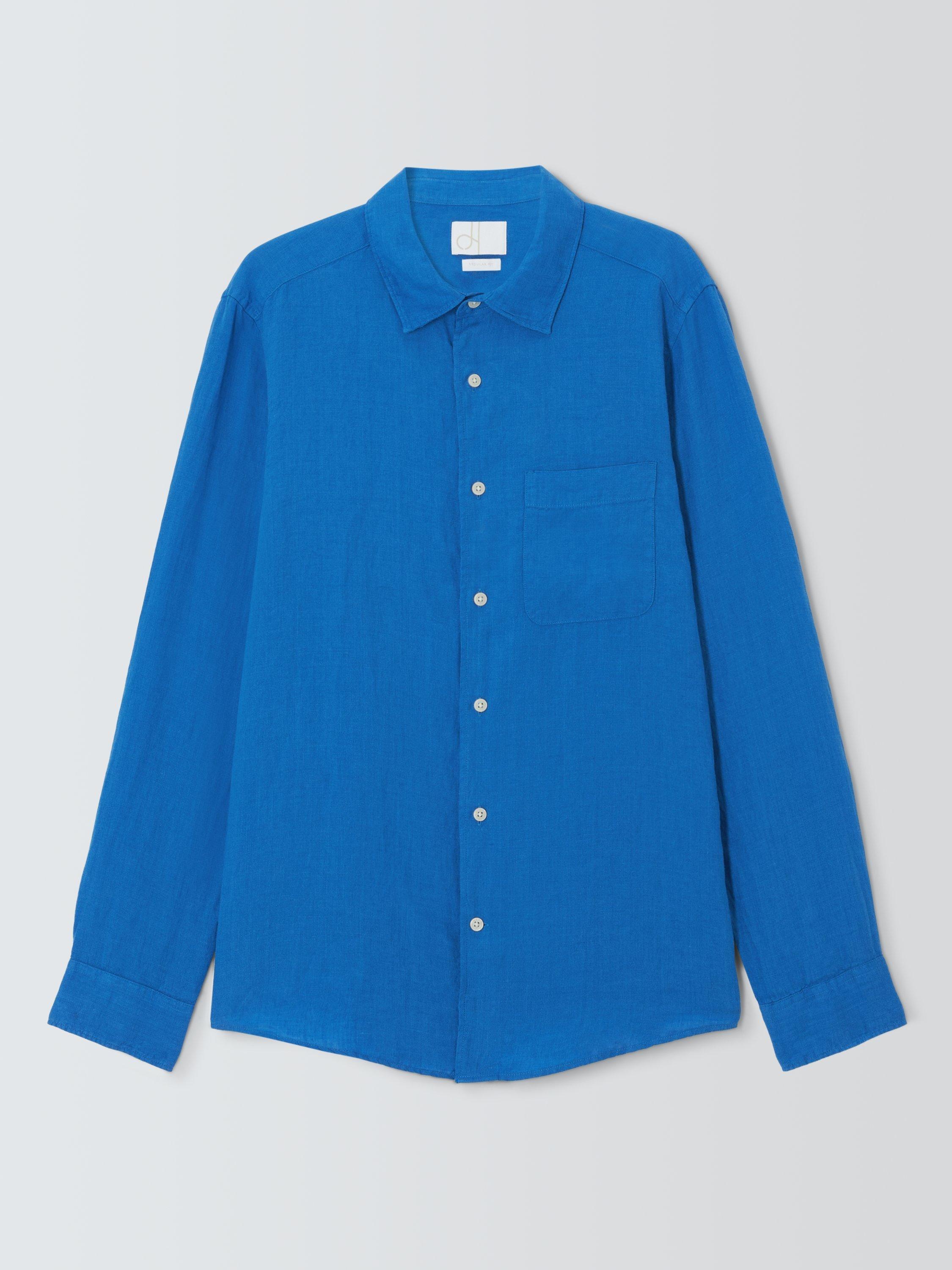 Product image 4 of 6, which shows John Lewis Regular Fit Linen Shirt, Strong Blue, S