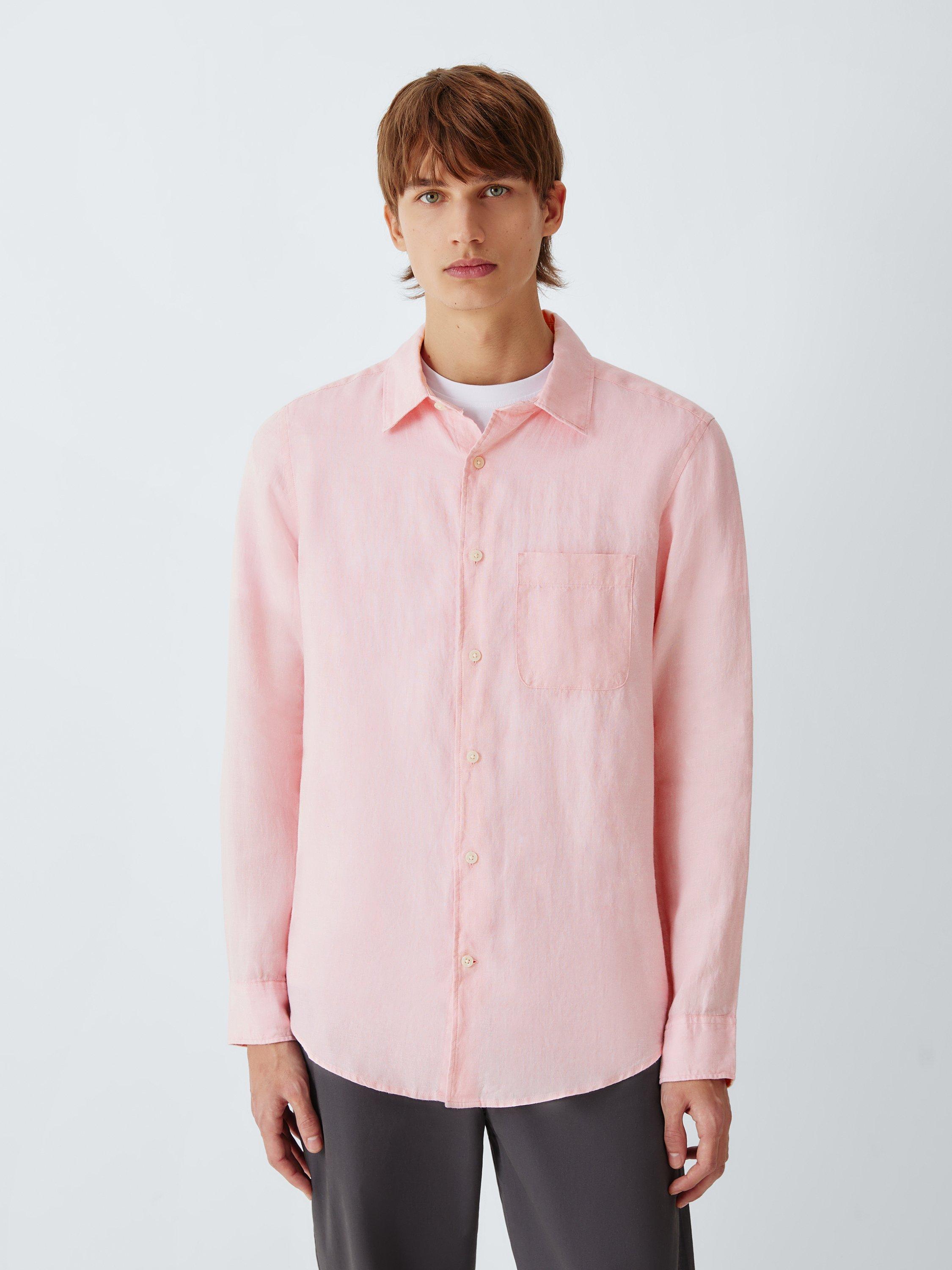 Product image 1 of 6, which shows John Lewis Regular Fit Linen Shirt, Pink, S