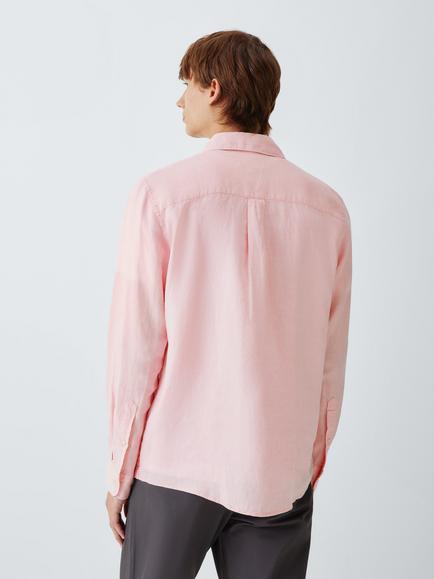 John Lewis Regular Fit Linen Shirt - view 2, Pink