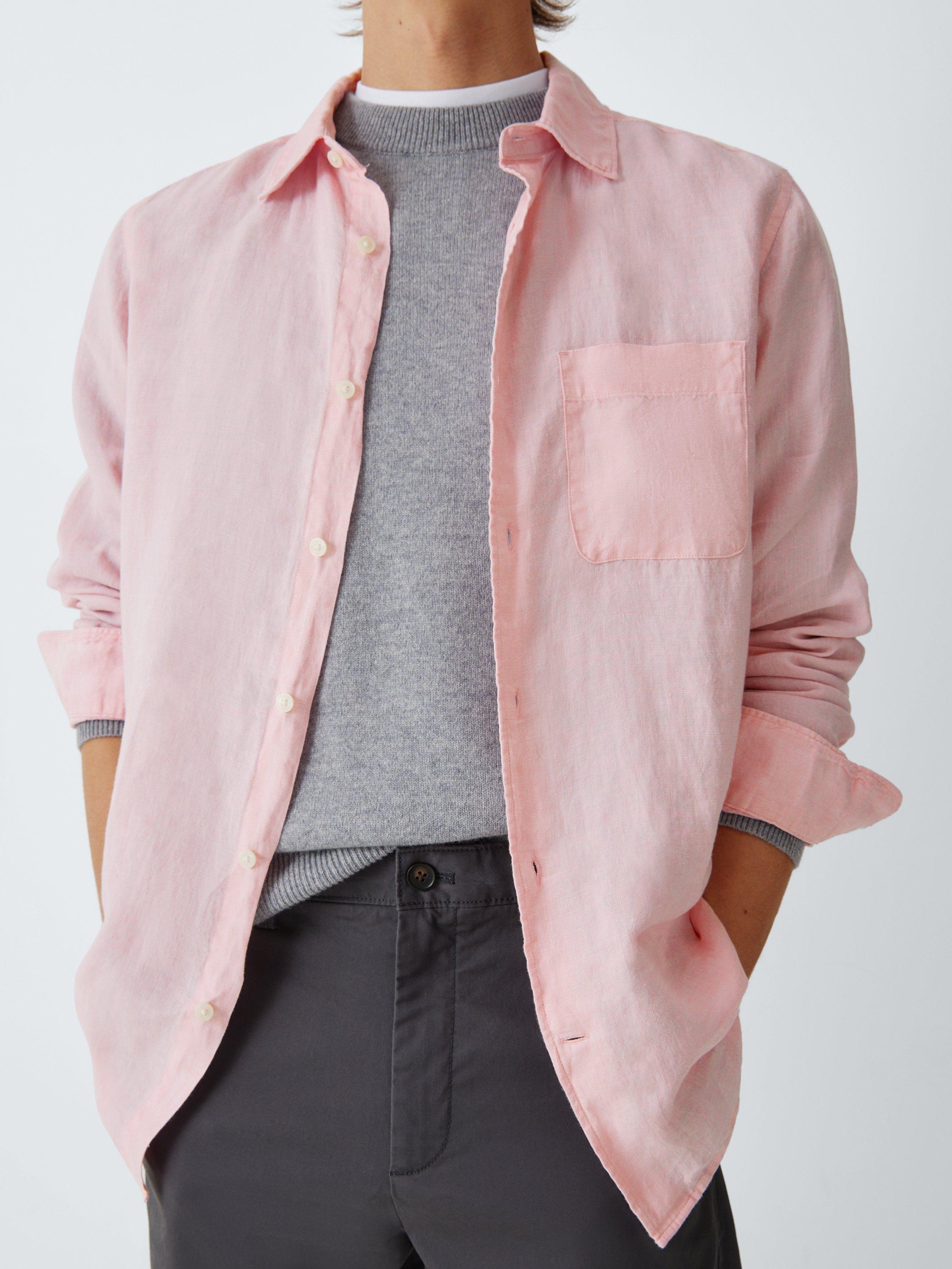 Product image 6 of 6, which shows John Lewis Regular Fit Linen Shirt, Pink, S