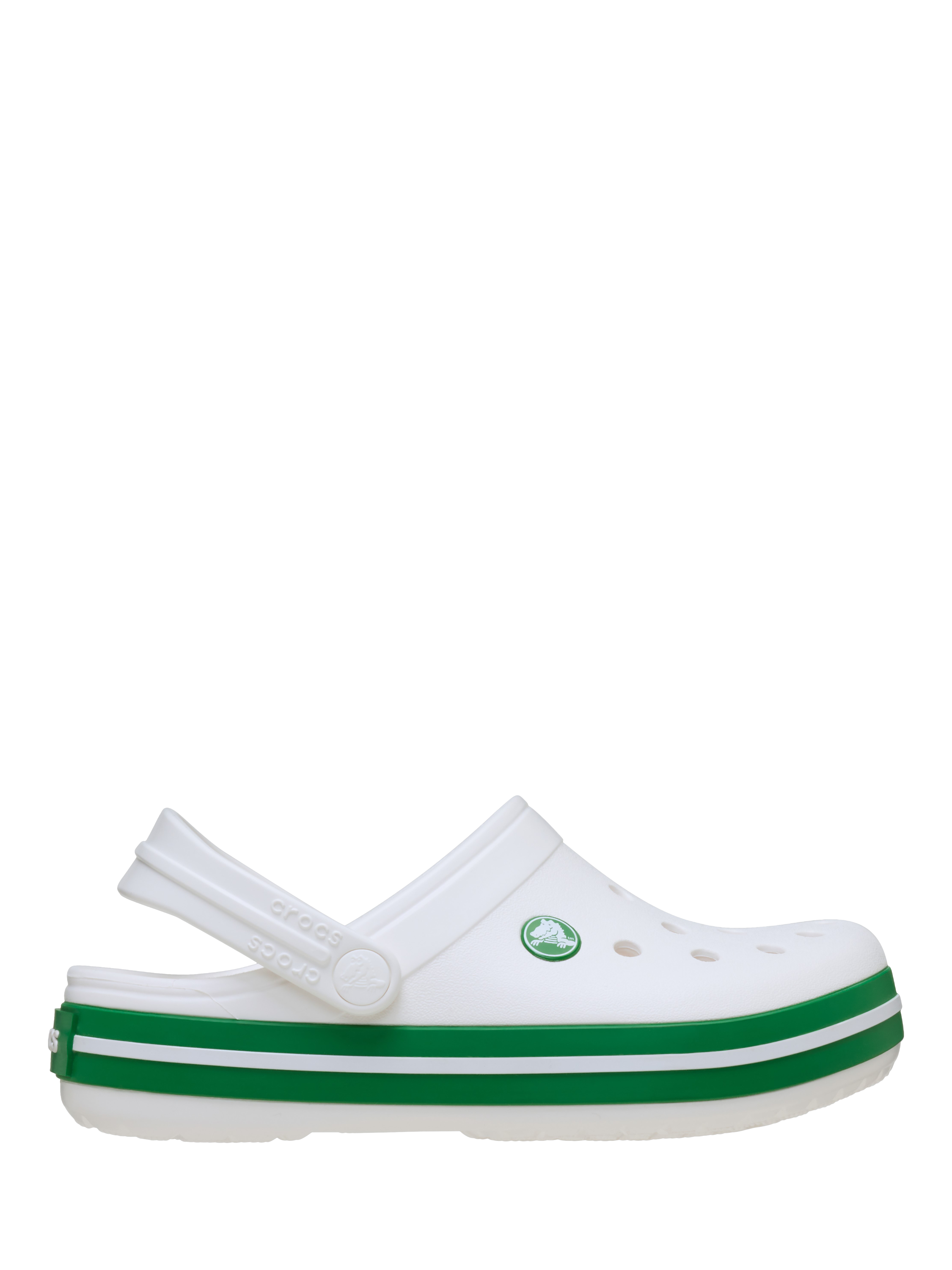Product image 1 of 5, which shows Crocs Kids' Crocband Clogs, White/Green, 1