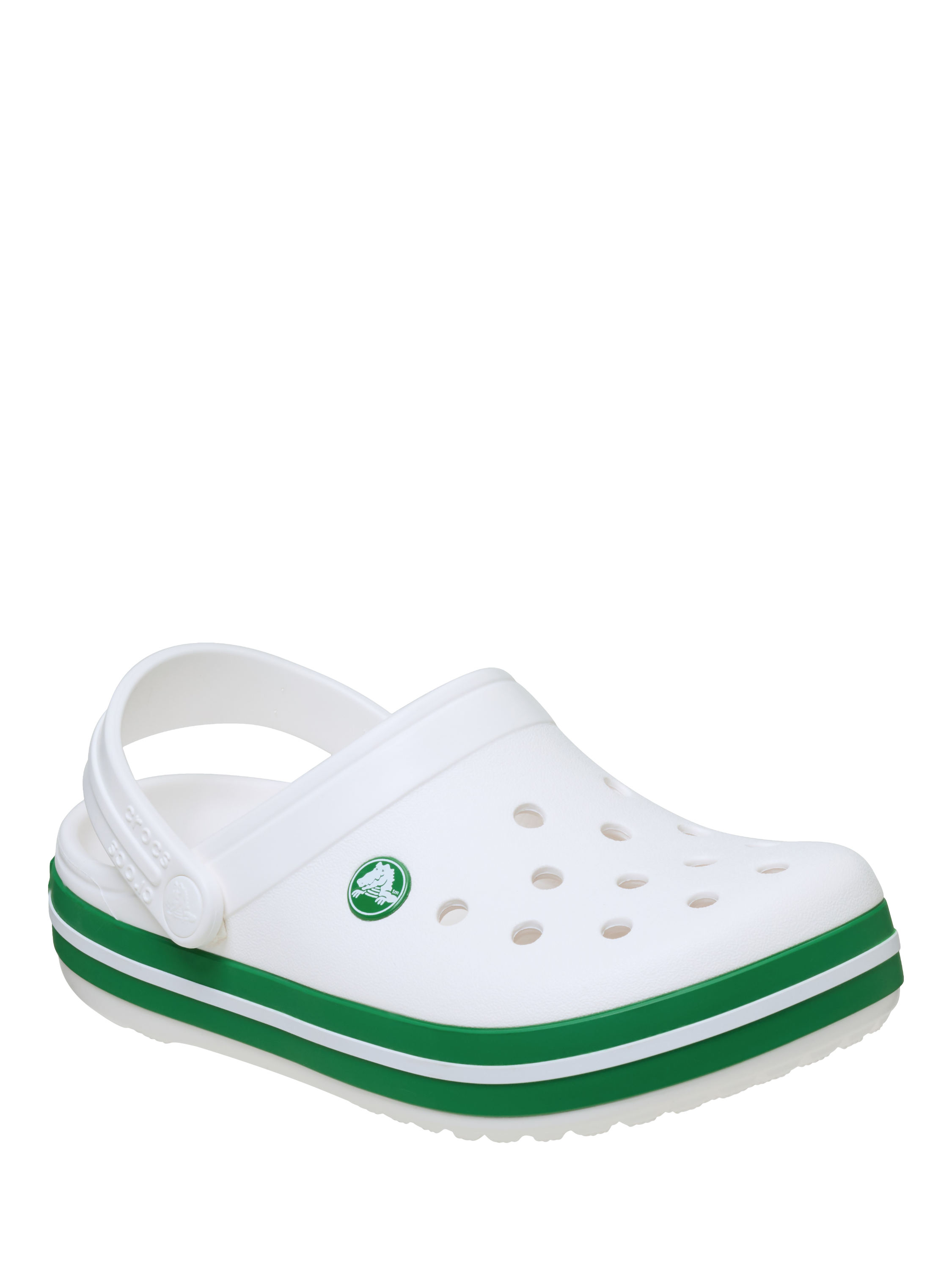 Product image 2 of 5, which shows Crocs Kids' Crocband Clogs, White/Green, 1