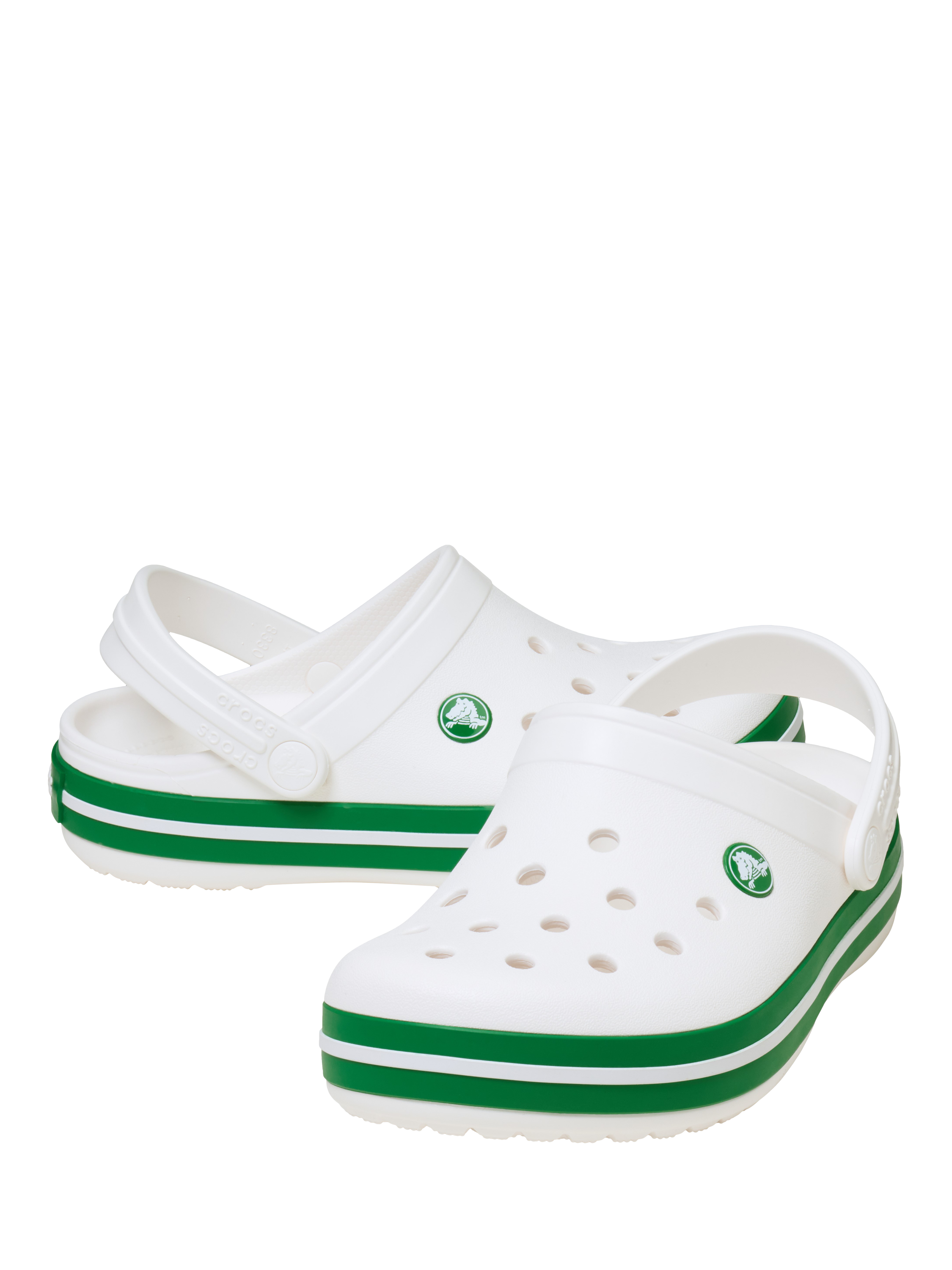 Product image 3 of 5, which shows Crocs Kids' Crocband Clogs, White/Green, 1
