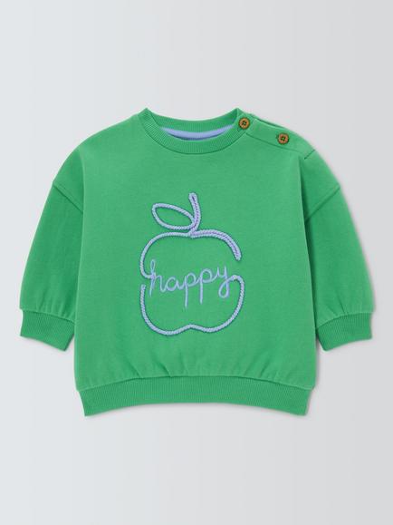 John Lewis Baby Apple Sweatshirt, Green, Green