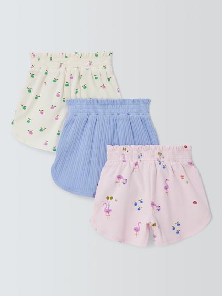 John Lewis Baby Shorts, Pack of 3, Multi - view 2, Multi