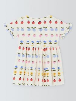John Lewis Baby Ladybird & Fruits Print Dress, Multi - view 2, Multi