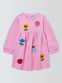 John Lewis Baby Applique Sweater Dress, Pink, Pink