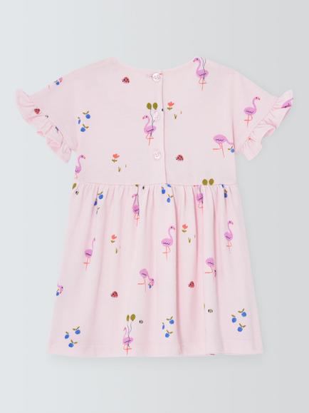 John Lewis Baby Flamingo Dress, Pink - view 2, Pink