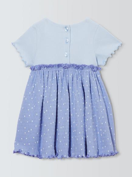 John Lewis Baby Flamingo T-Shirt Dress, Blue - view 2, Blue