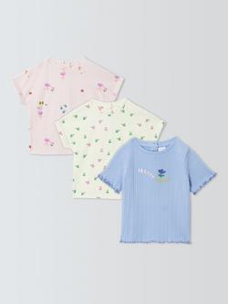 John Lewis Baby Apples & Flamingos T-Shirts, Pack of 3, Multi, Multi