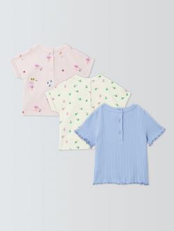 John Lewis Baby Apples & Flamingos T-Shirts, Pack of 3, Multi - view 2, Multi
