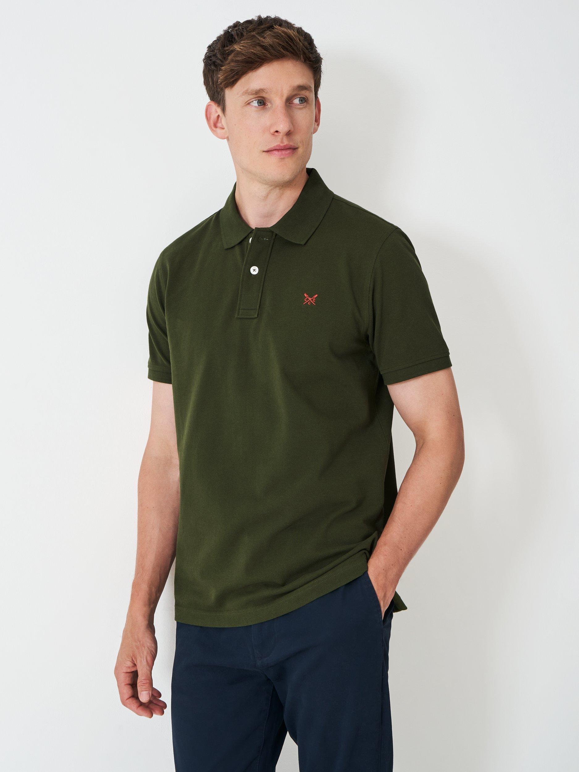 Product image 1 of 11, which shows Crew Clothing Cotton Polo Shirt, Dark Green, L