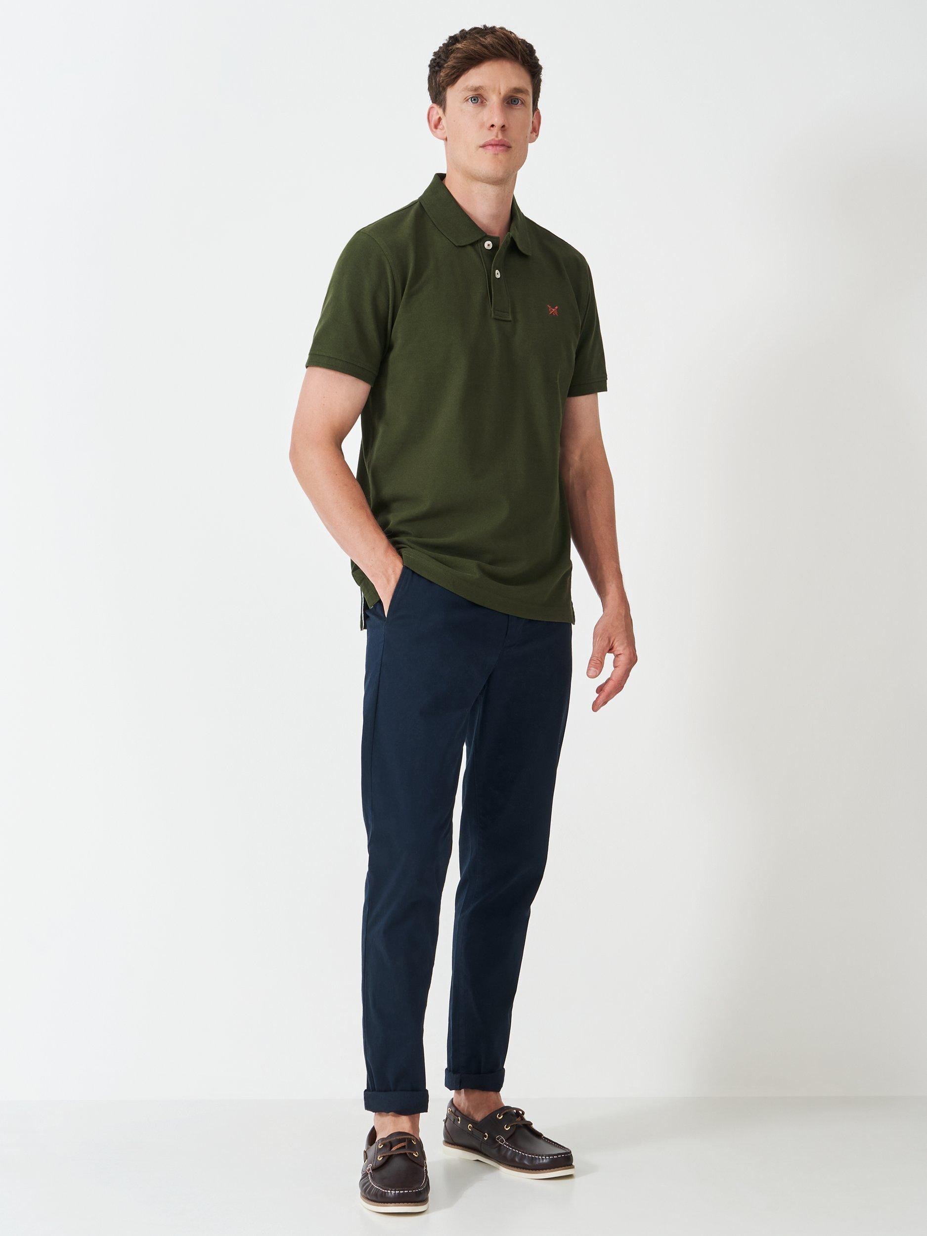 Product image 3 of 11, which shows Crew Clothing Cotton Polo Shirt, Dark Green, L