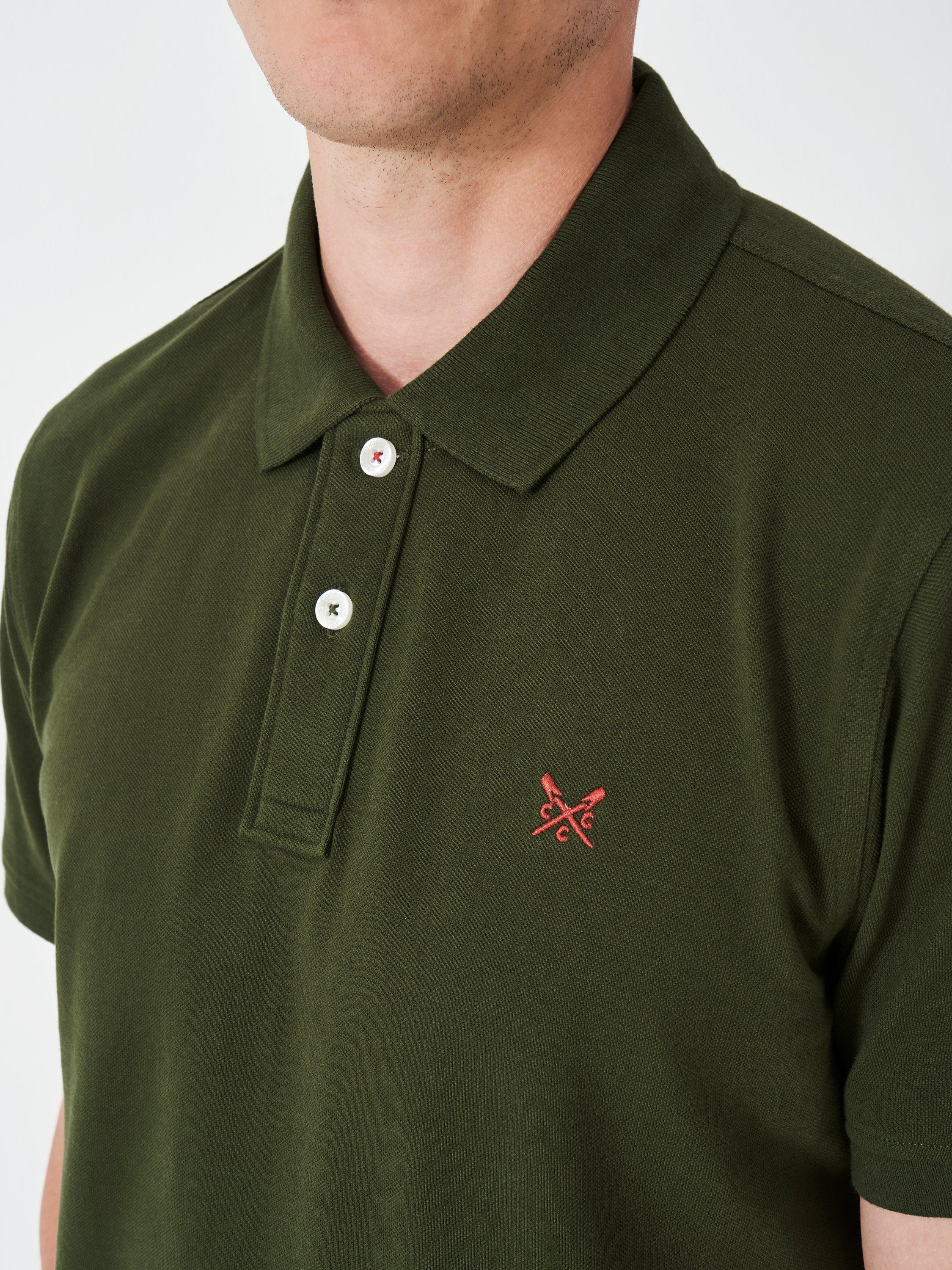 Product image 4 of 11, which shows Crew Clothing Cotton Polo Shirt, Dark Green, L