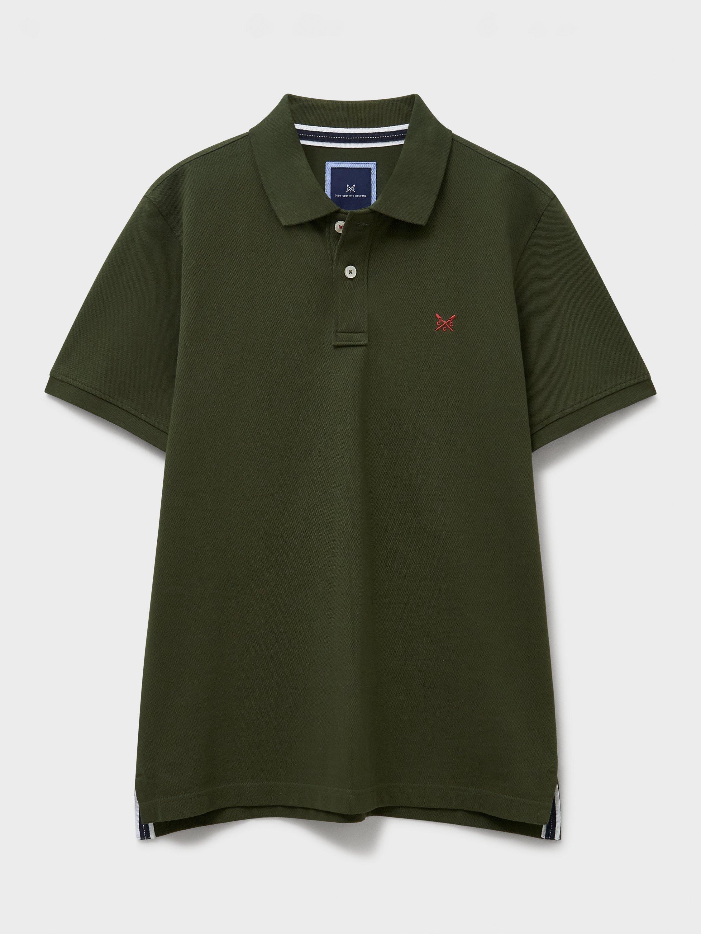 Product image 5 of 11, which shows Crew Clothing Cotton Polo Shirt, Dark Green, L